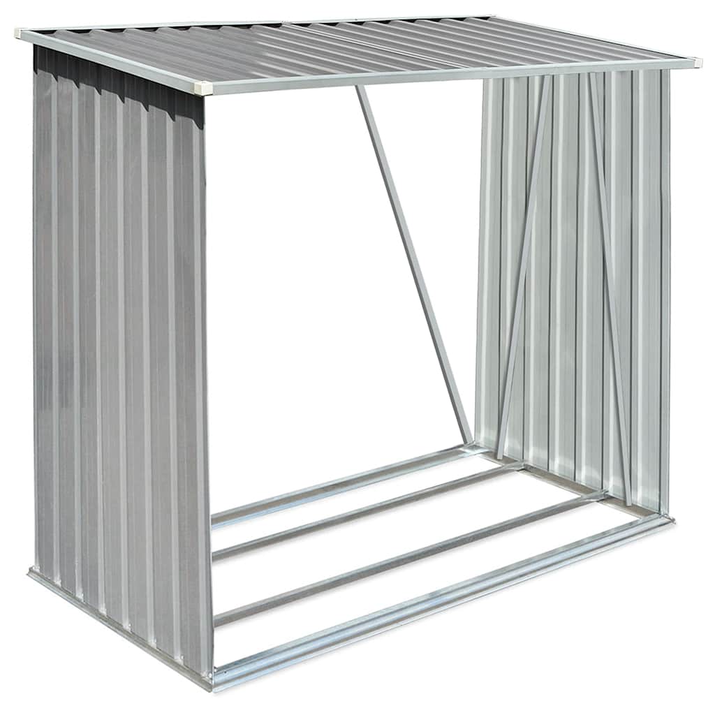 Υπόστεγο Αποθήκευσης Ξύλων Κήπου Γκρι 163x83x154 εκ. Ατσάλι