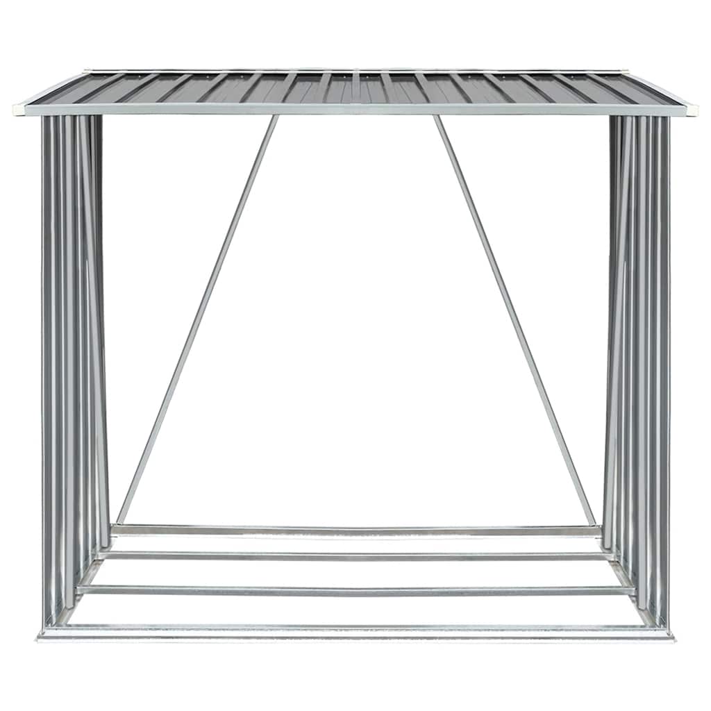 Υπόστεγο Αποθήκευσης Ξύλων Κήπου Γκρι 163x83x154 εκ. Ατσάλι