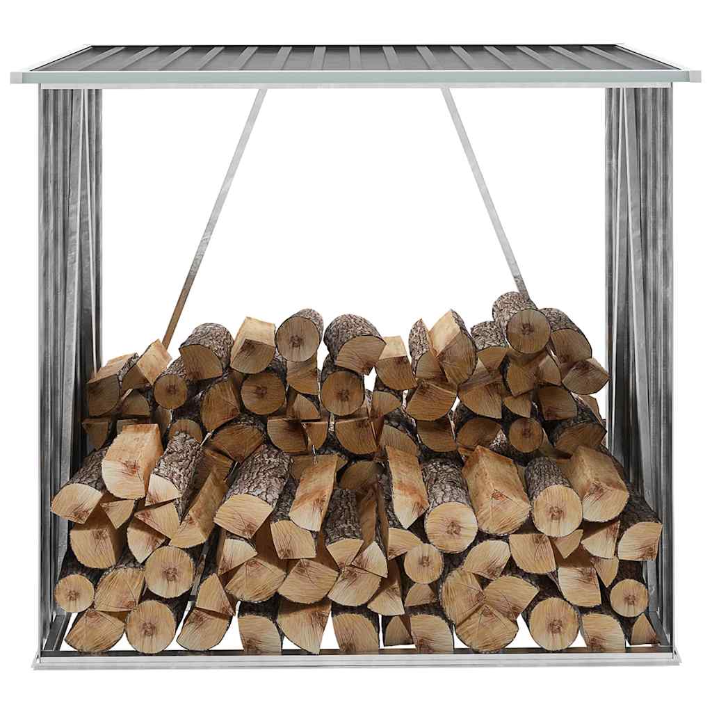 Υπόστεγο Αποθήκευσης Ξύλων Κήπου Γκρι 163x83x154 εκ. Ατσάλι