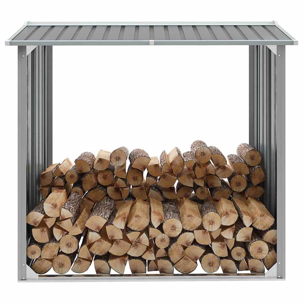 Υπόστεγο Αποθήκευσης Ξύλων Κήπου Γκρι 172x91x154 εκ. Ατσάλι