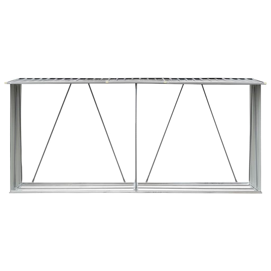 Υπόστεγο Αποθήκευσης Ξύλων Κήπου Γκρι 330x84x152 εκ. Ατσάλι