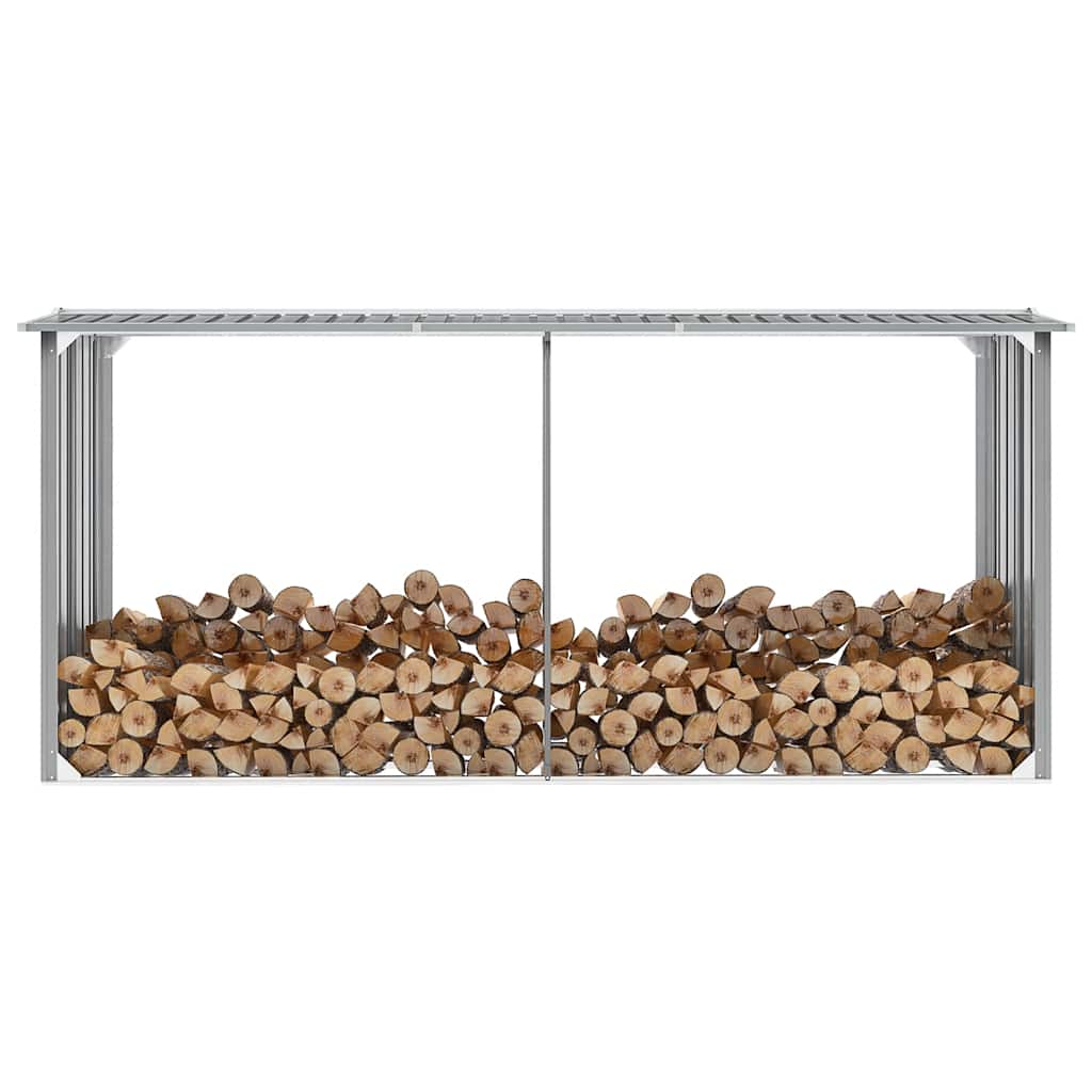 Υπόστεγο Αποθήκευσης Ξύλων Κήπου Γκρι 330x92x153 εκ. Ατσάλι