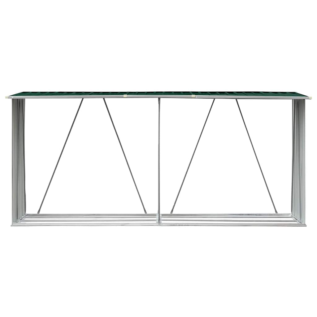 Υπόστεγο Αποθήκευσης Ξύλων Κήπου Πράσινο 330x84x152 εκ. Ατσάλι