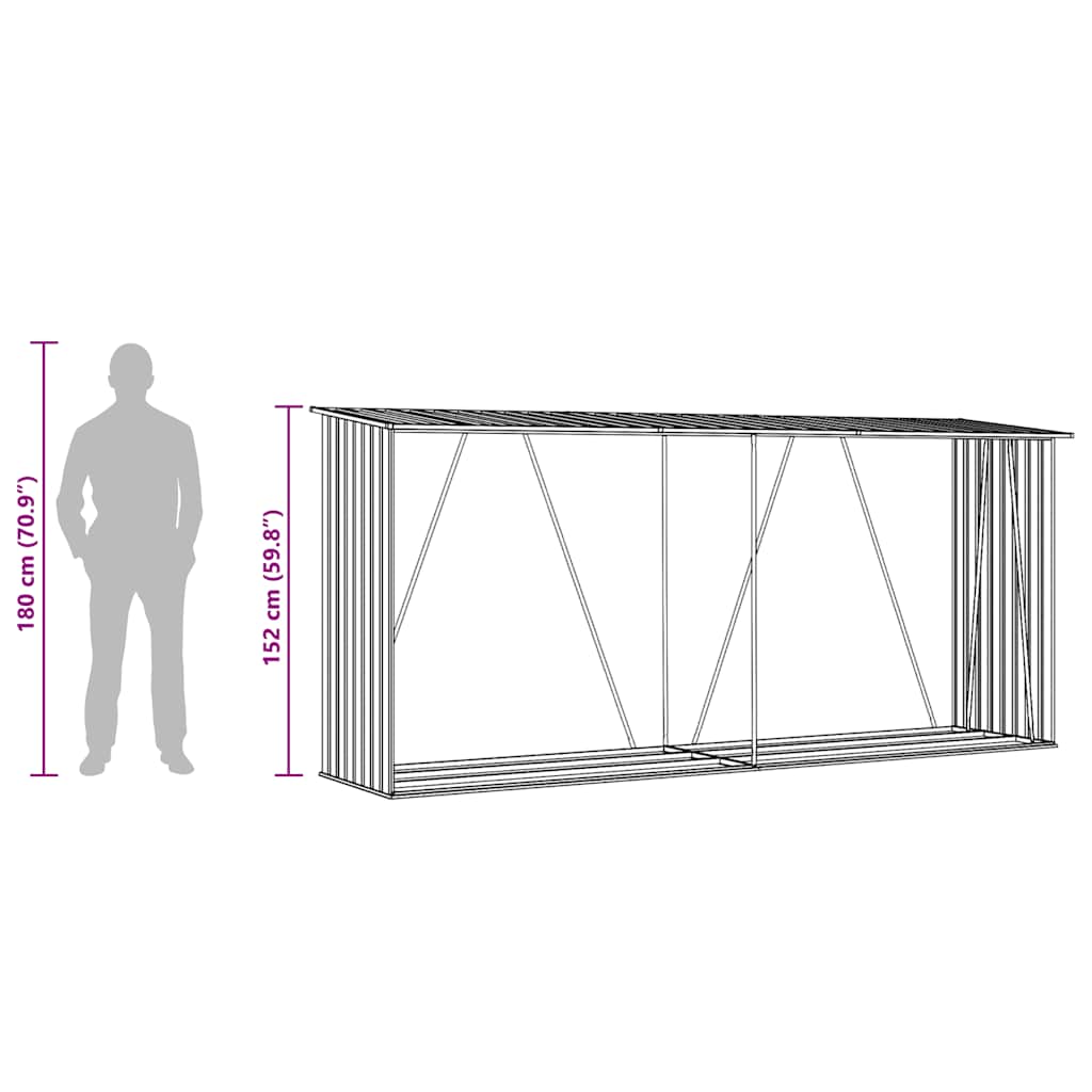 Υπόστεγο Αποθήκευσης Ξύλων Κήπου Πράσινο 330x84x152 εκ. Ατσάλι