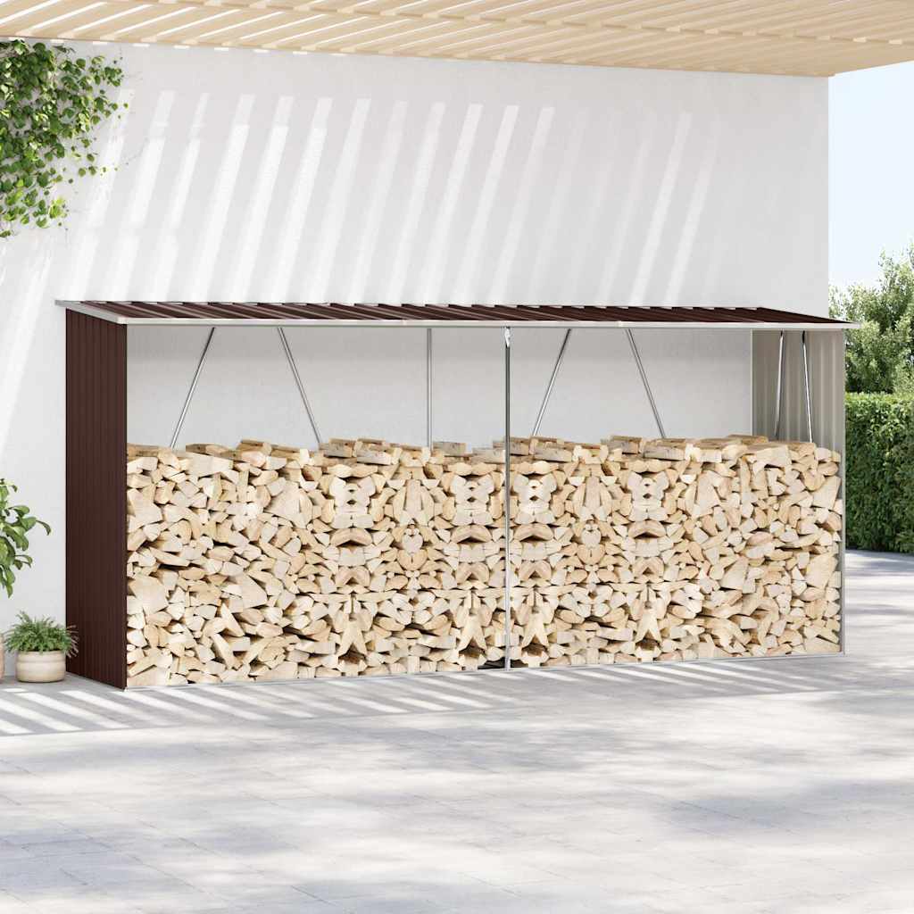 Υπόστεγο Αποθήκευσης Ξύλων Κήπου Καφέ 330 x 84 x 152 εκ. Ατσάλι