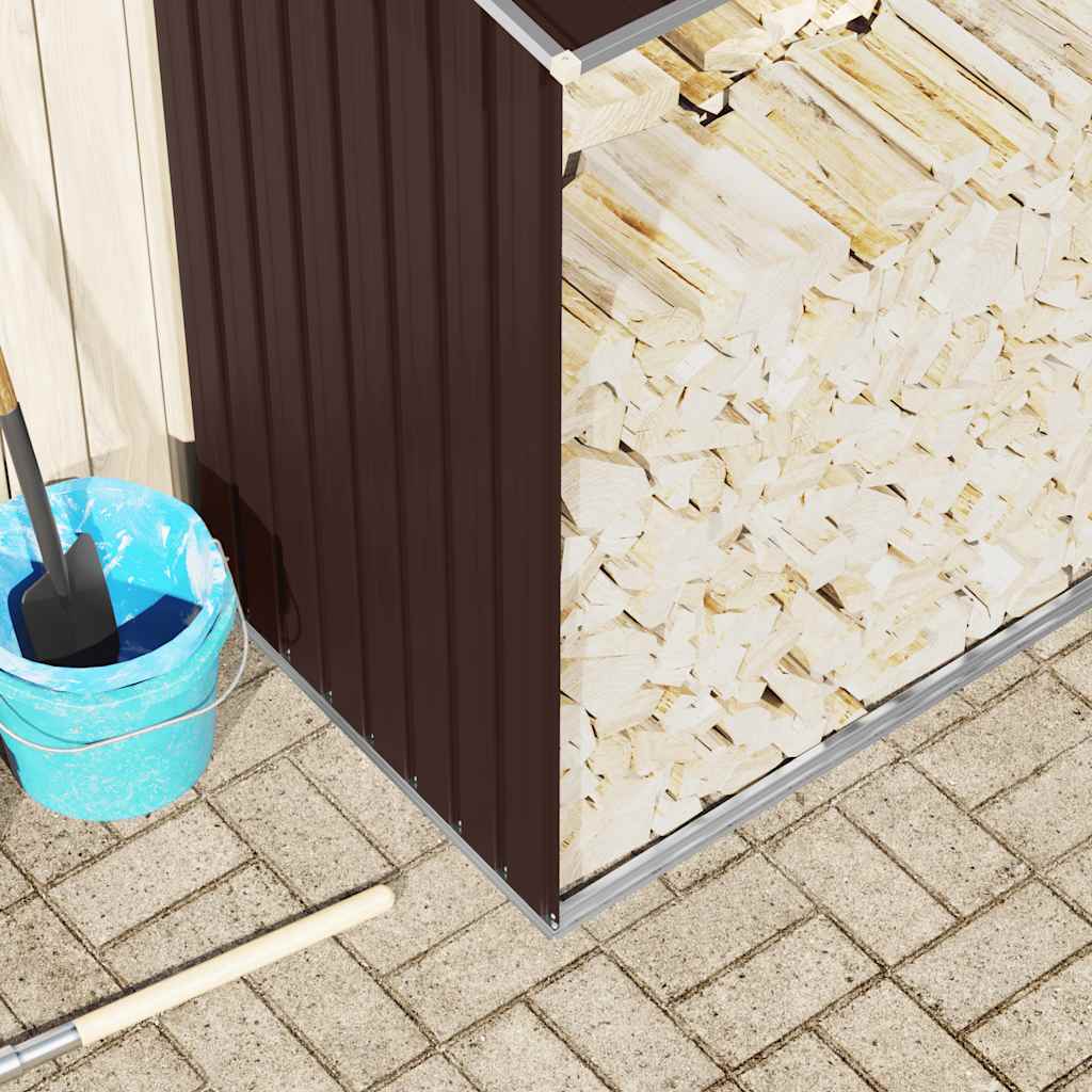 Υπόστεγο Αποθήκευσης Ξύλων Κήπου Καφέ 330 x 84 x 152 εκ. Ατσάλι