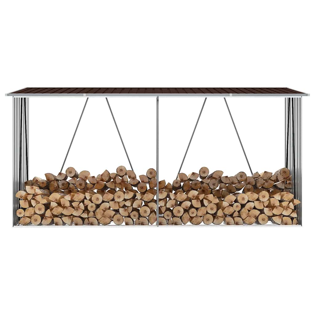 Υπόστεγο Αποθήκευσης Ξύλων Κήπου Καφέ 330 x 84 x 152 εκ. Ατσάλι