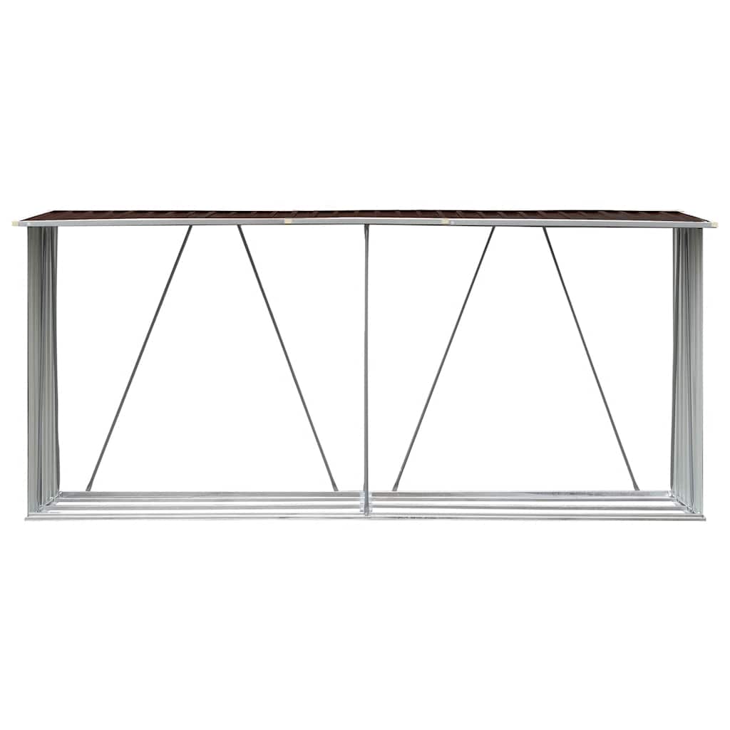 Υπόστεγο Αποθήκευσης Ξύλων Κήπου Καφέ 330 x 84 x 152 εκ. Ατσάλι