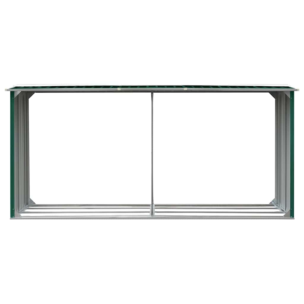 Υπόστεγο Αποθήκευσης Ξύλων Κήπου Πράσινο 330x92x153 εκ. Ατσάλι