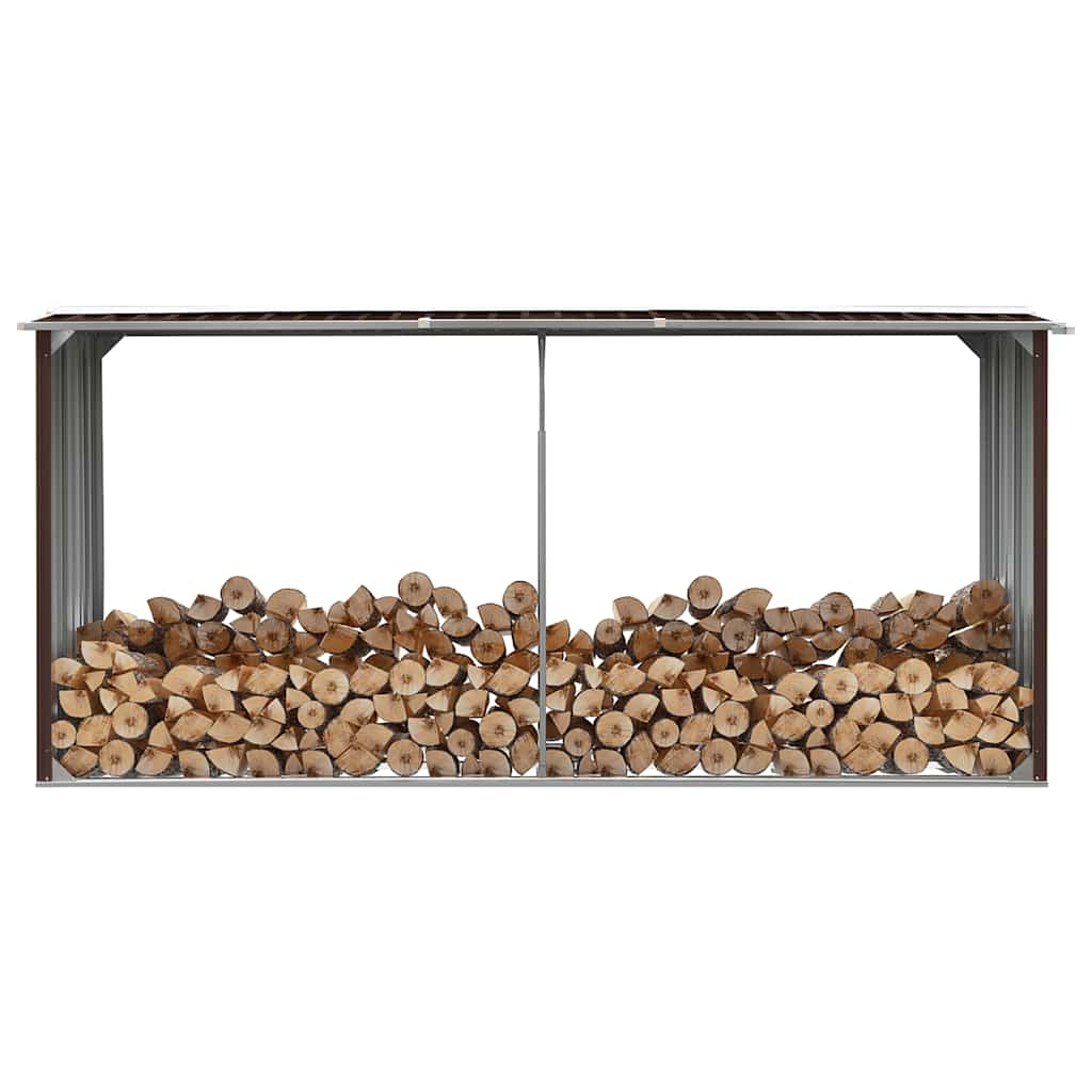 Υπόστεγο Αποθήκευσης Ξύλων Κήπου Καφέ 330x92x153 εκ. Ατσάλι