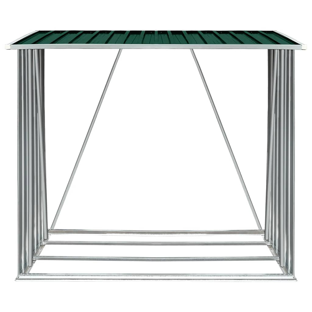 Υπόστεγο Αποθήκευσης Ξύλων Κήπου Πράσινο 163x83x154 εκ. Ατσάλι