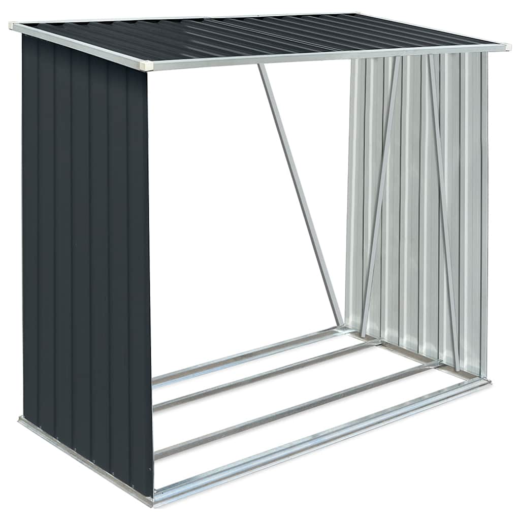 Υπόστεγο Αποθήκευσης Ξύλων Κήπου Ανθρακί 163x83x154 εκ. Ατσάλι