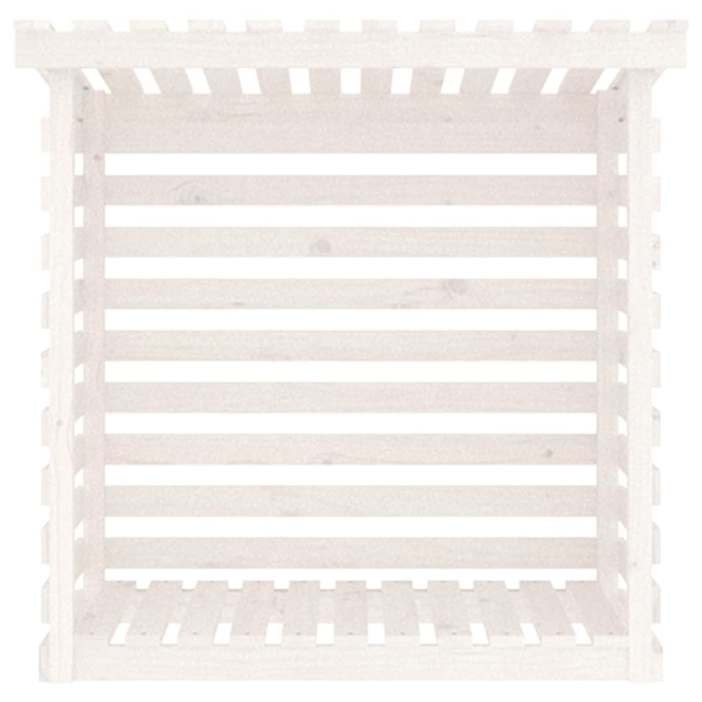 Ραφιέρα Καυσόξυλων Λευκή 108x73x108 εκ. από Μασίφ Ξύλο Πεύκου