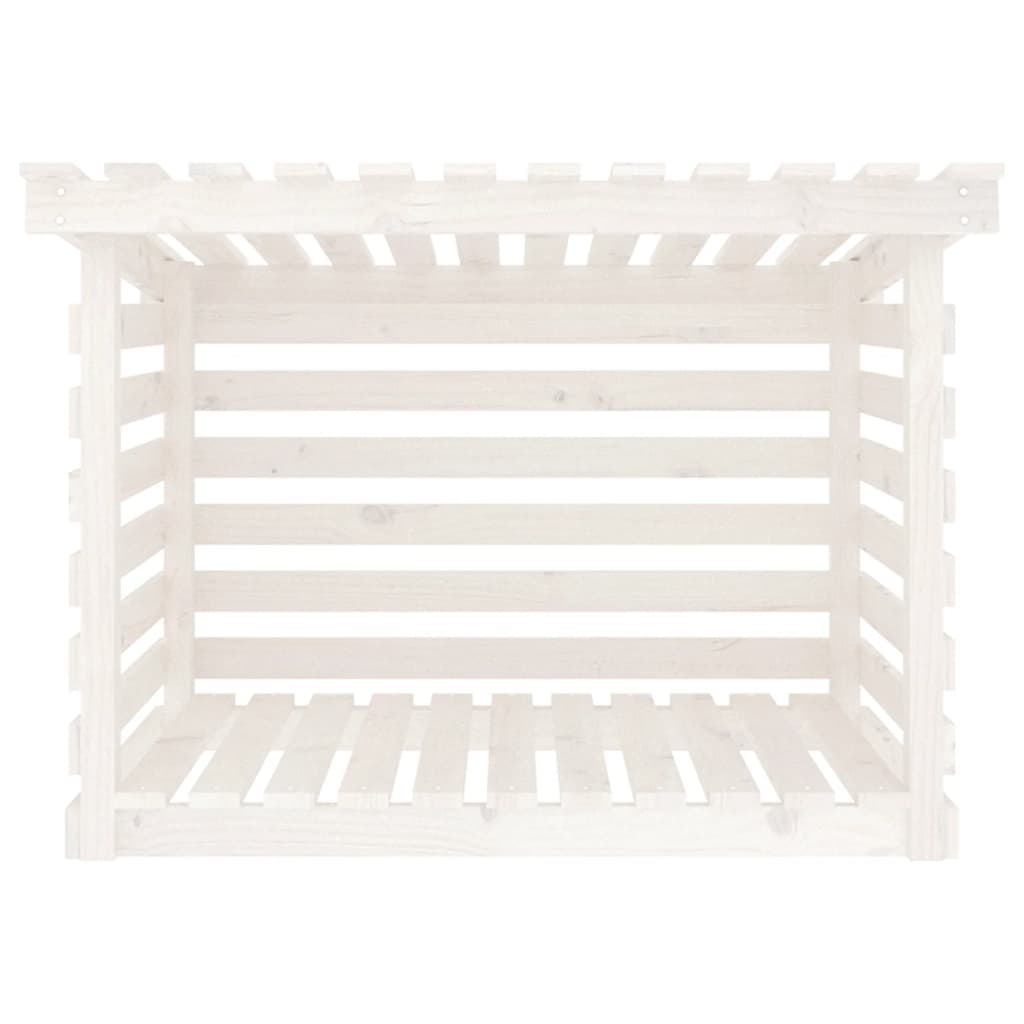 Ραφιέρα Καυσόξυλων Λευκή 108x73x79 εκ. από Μασίφ Ξύλο Πεύκου