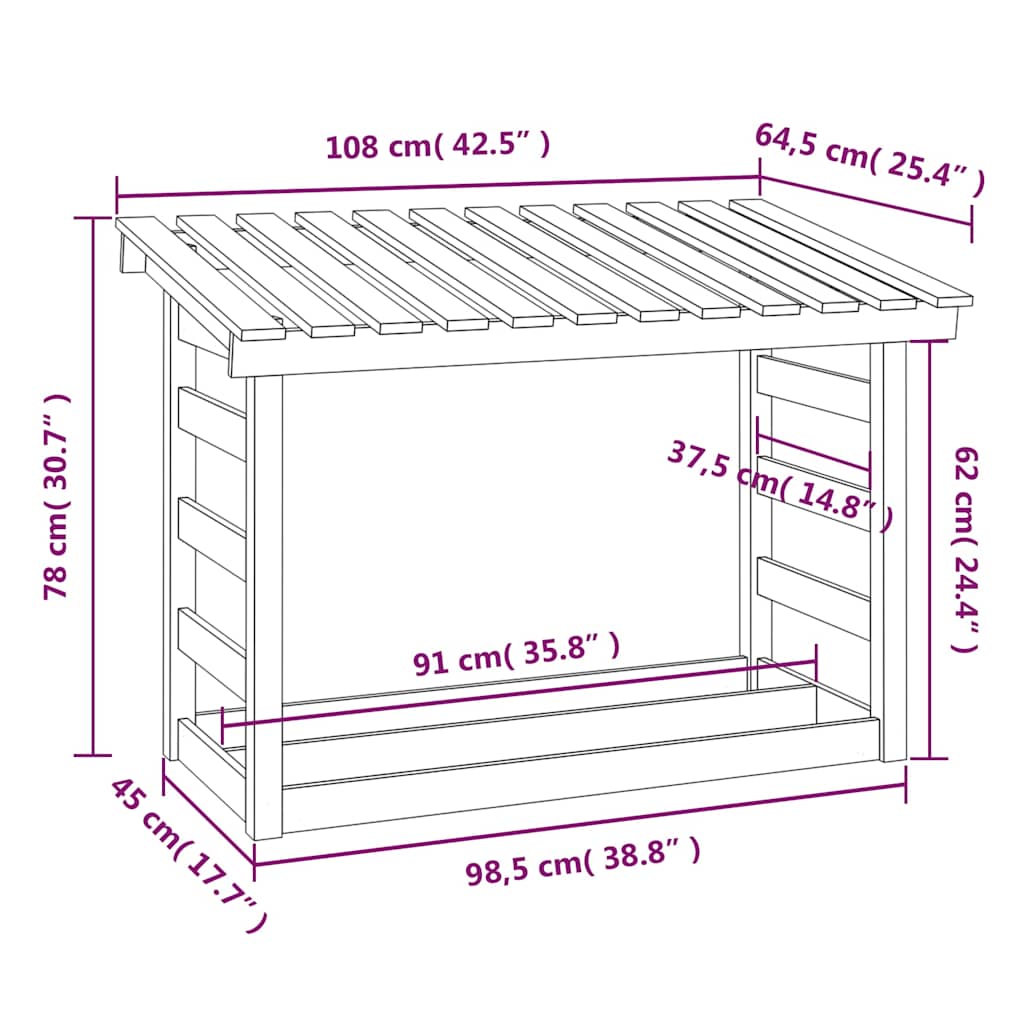 Ραφιέρα Καυσόξυλων Λευκό 108x64,5x78 εκ. από Μασίφ Ξύλο Πεύκου