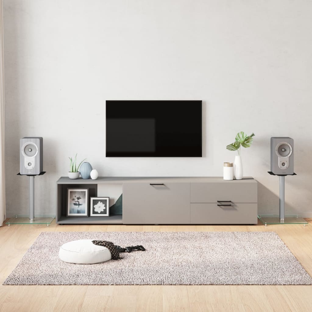 Βάσεις Ηχείων με 1 Στήλη 2 τεμ. Ασημί από Ψημένο Γυαλί