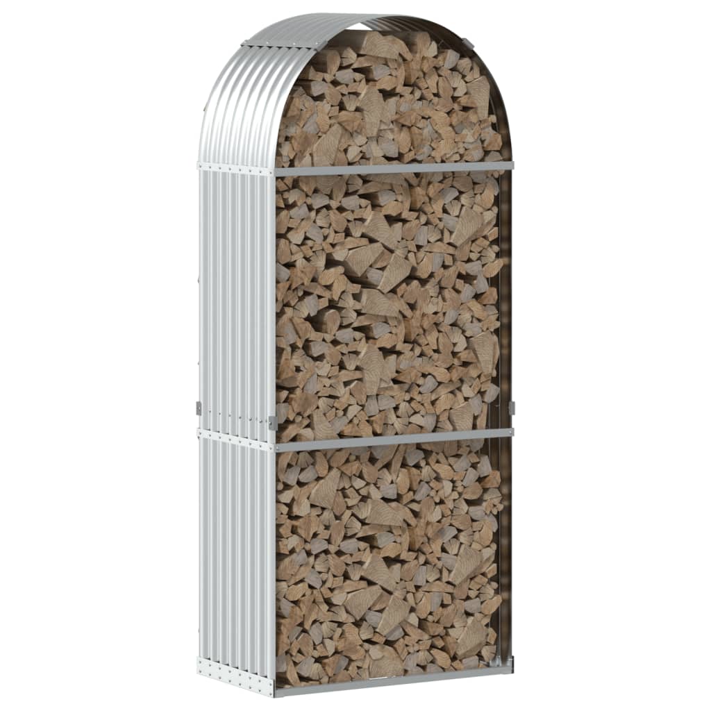 Ξυλοθήκη Ασημί 80 x 45 x 190 εκ. από Γαλβανισμένο Ατσάλι