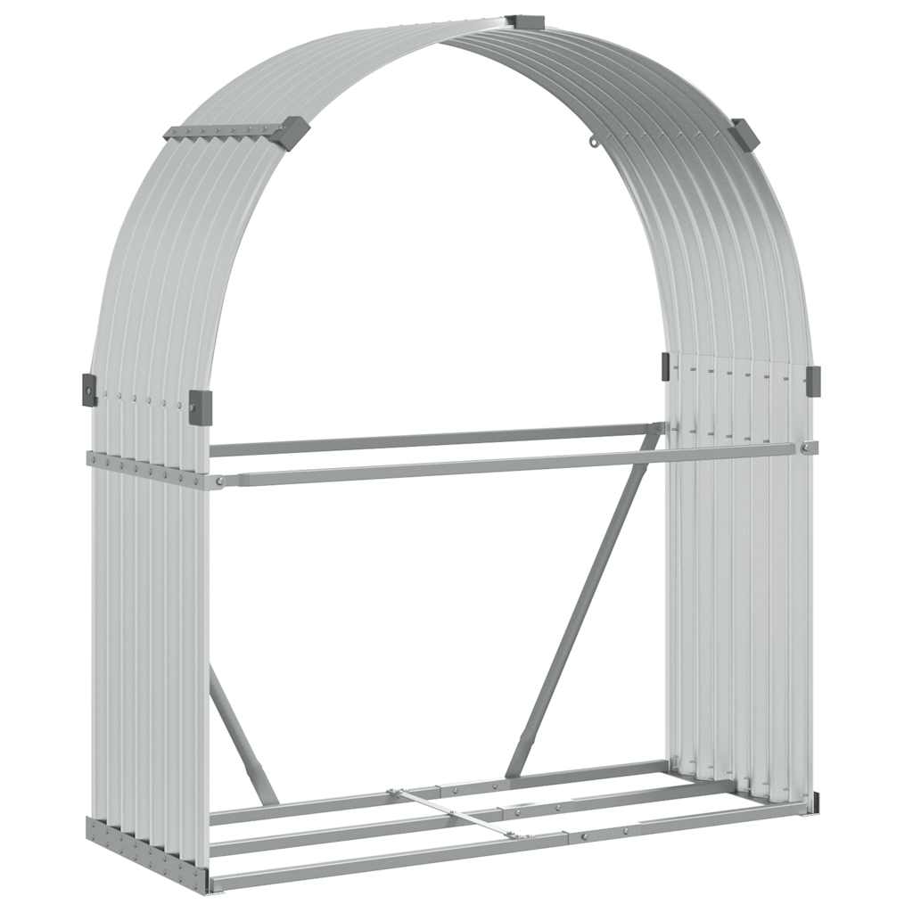 Ξυλοθήκη Ασημί 120x45x140 εκ. από Γαλβανισμένο Ατσάλι