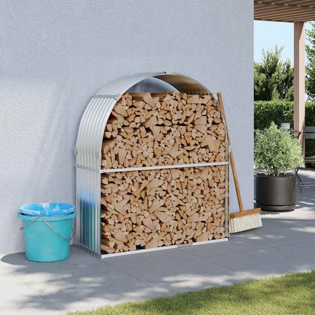 Ξυλοθήκη Ασημί 120x45x140 εκ. από Γαλβανισμένο Ατσάλι