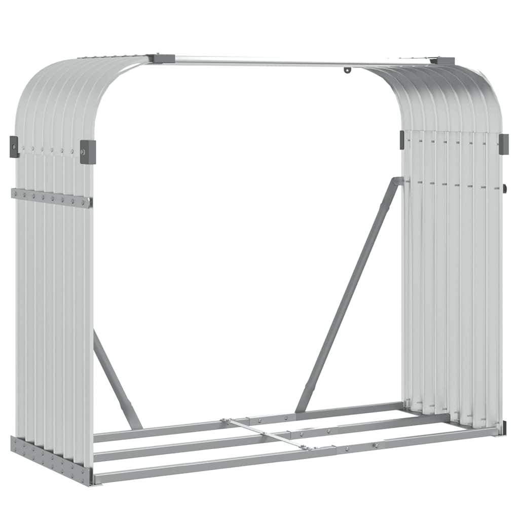 Ξυλοθήκη Ασημί 120x45x100 εκ. από Γαλβανισμένο Ατσάλι