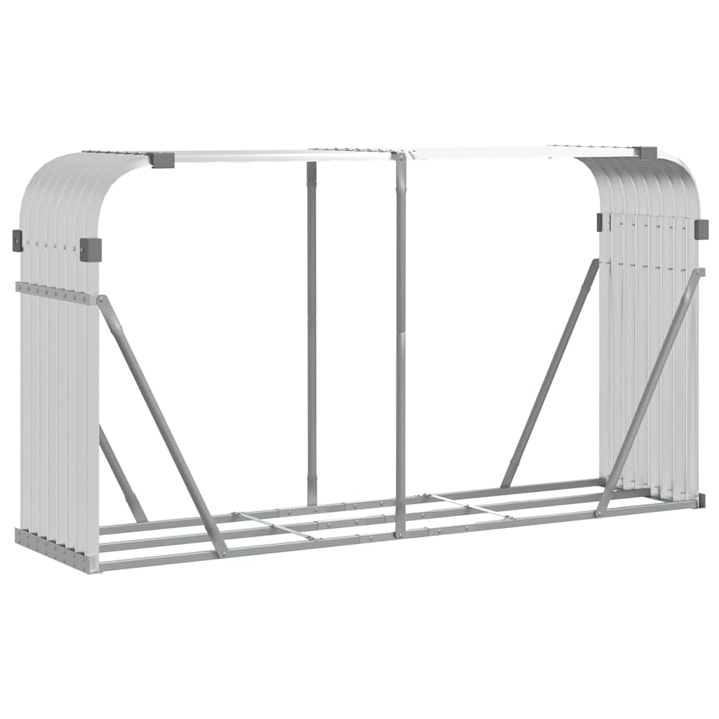 Ξυλοθήκη Ασημί 180x45x100 εκ. από Γαλβανισμένο Ατσάλι