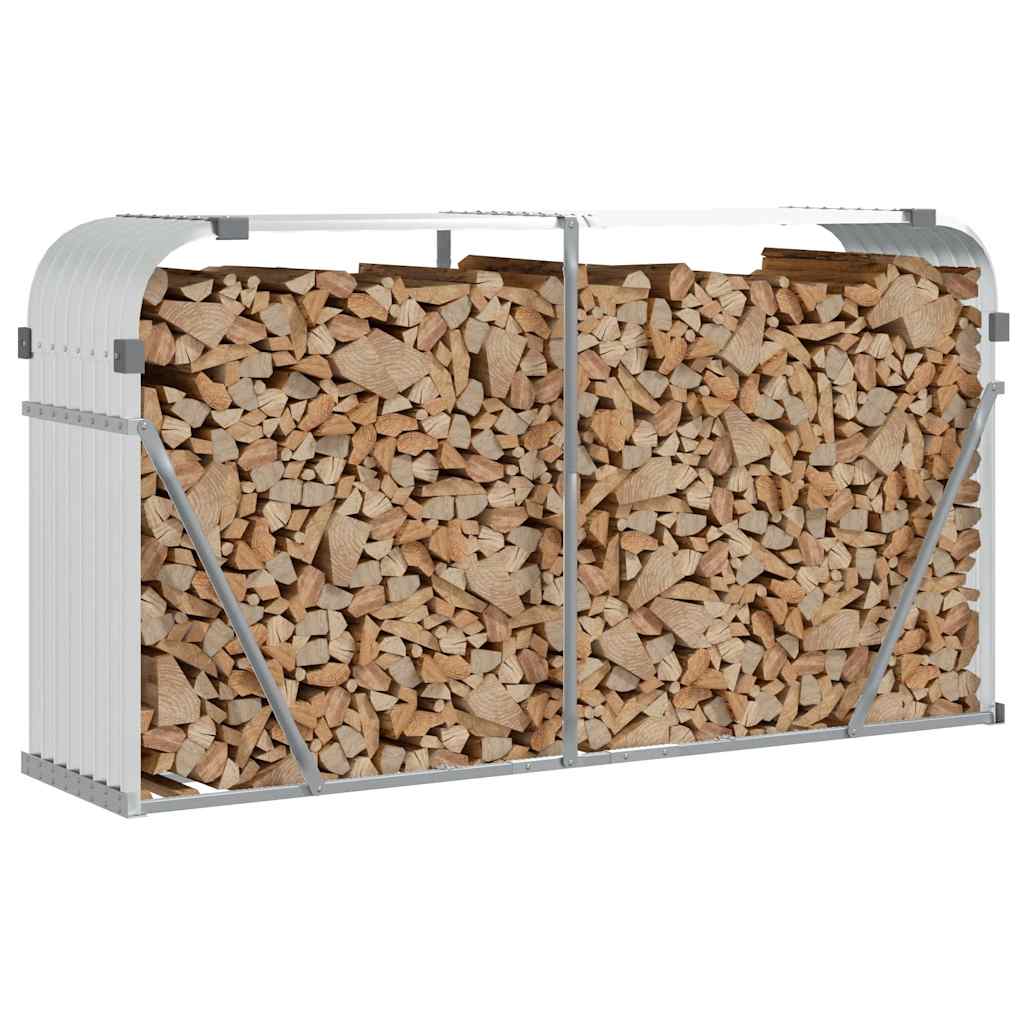 Ξυλοθήκη Ασημί 180x45x100 εκ. από Γαλβανισμένο Ατσάλι