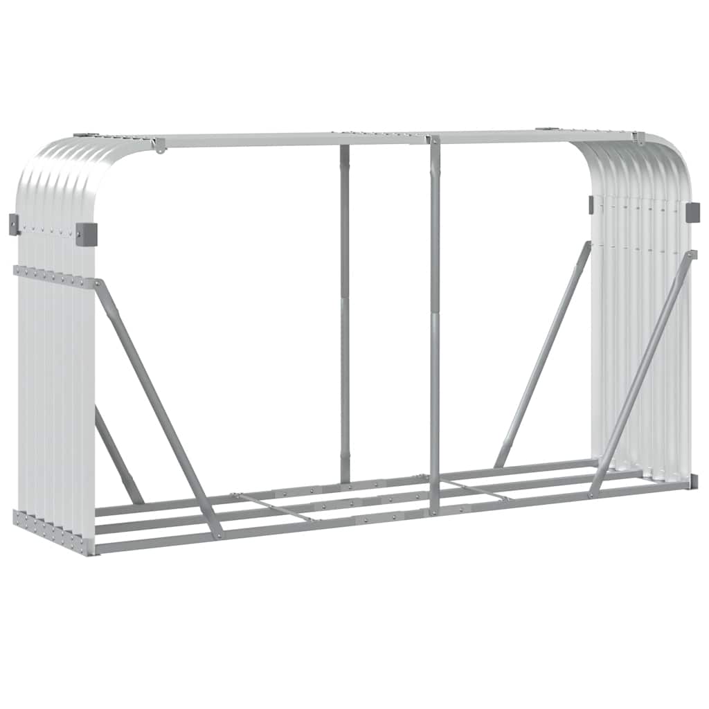 Ξυλοθήκη Ασημί 180x45x100 εκ. από Γαλβανισμένο Ατσάλι