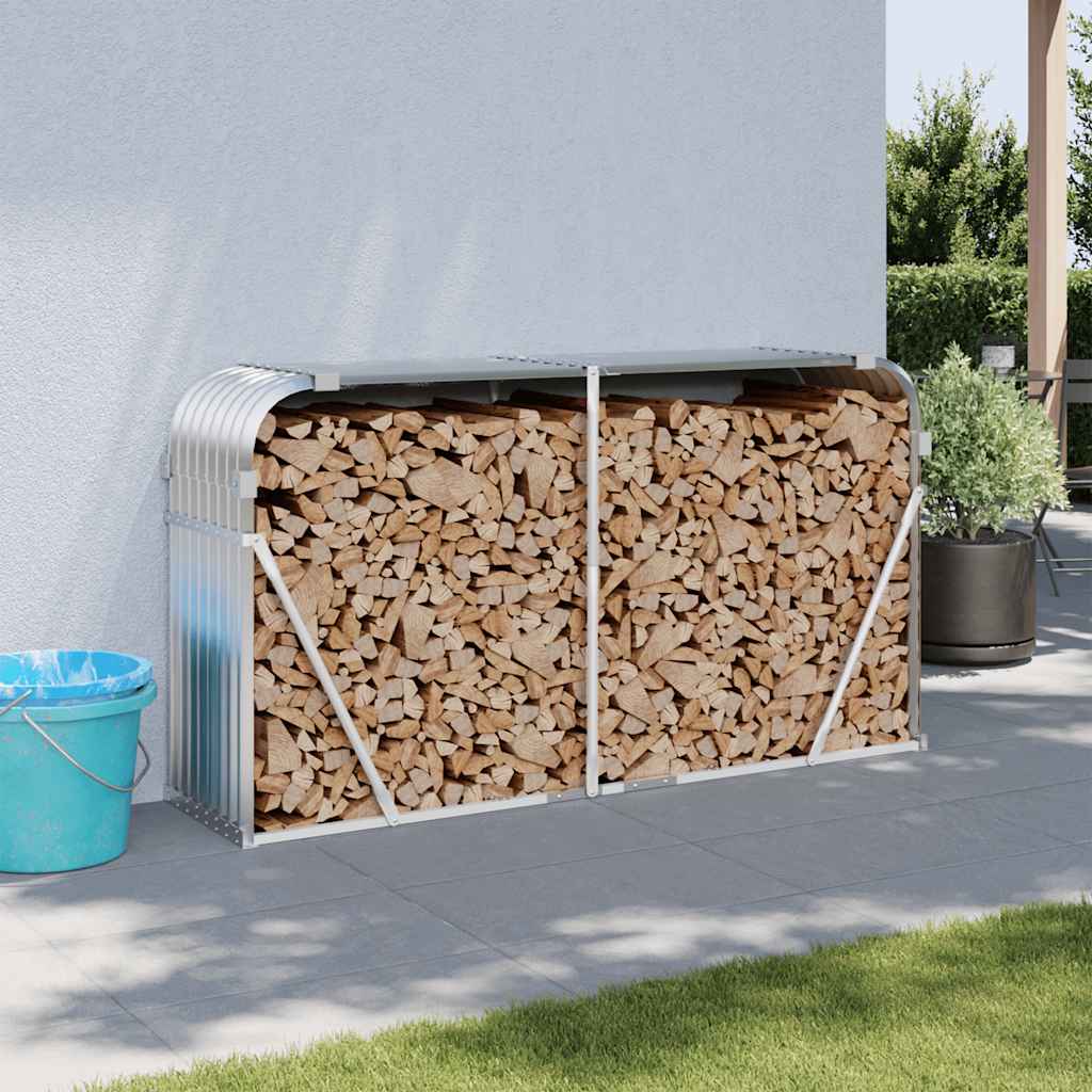 Ξυλοθήκη Ασημί 180x45x100 εκ. από Γαλβανισμένο Ατσάλι