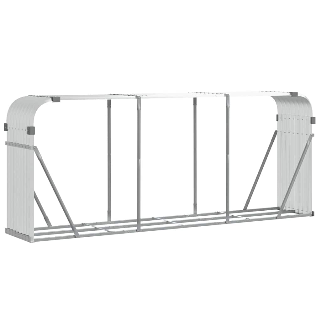 Ξυλοθήκη Ασημί 234x45x100 εκ. από Γαλβανισμένο Ατσάλι