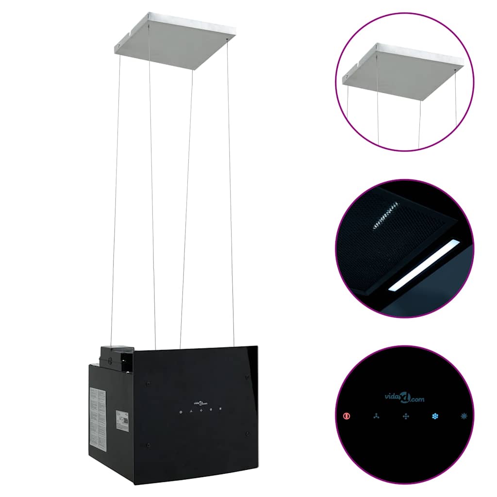 Απορροφητήρας Νησίδα με Αισθητήρα Αφής LCD από Ψημένο Γυαλί