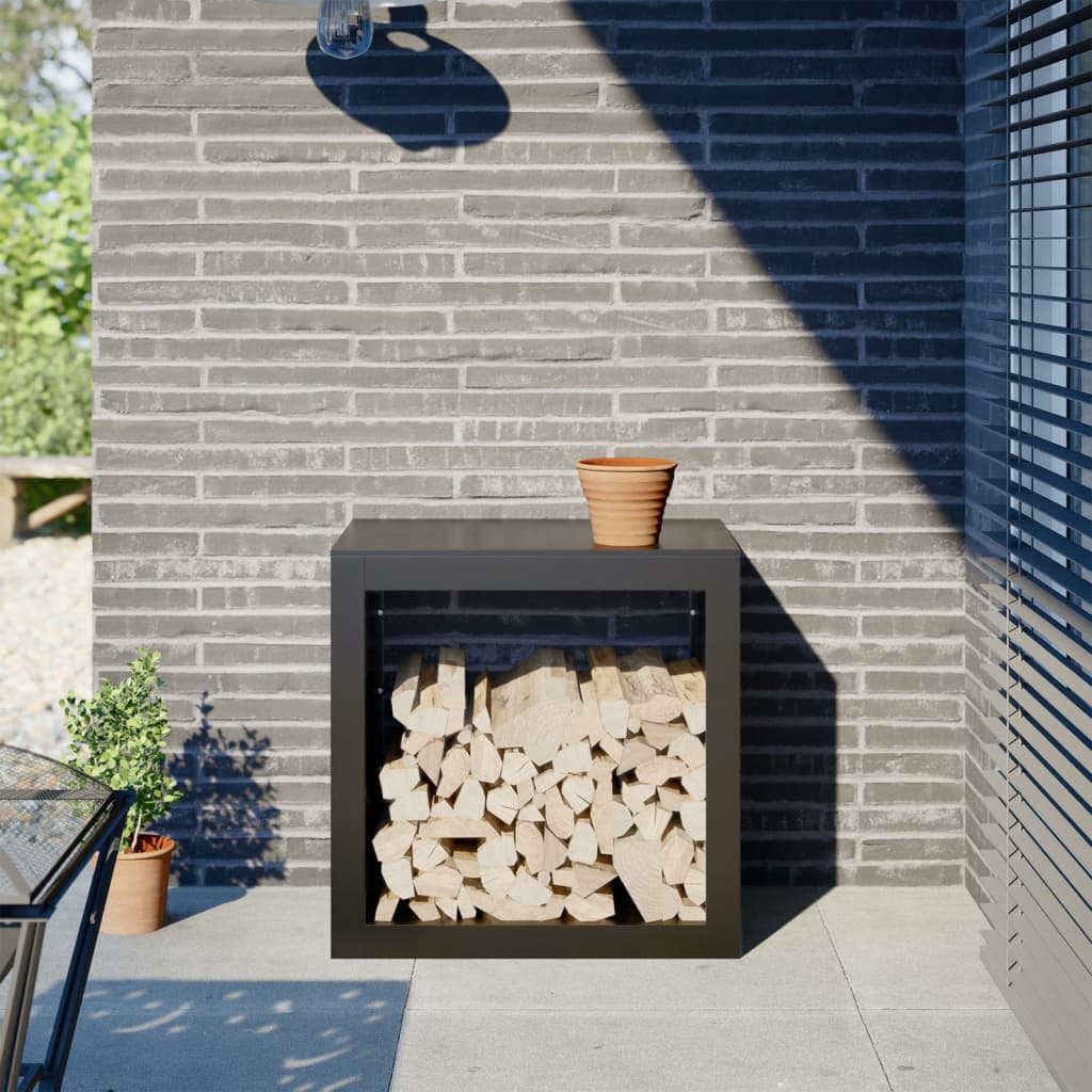 Ράφι Καυσόξυλων Μαύρο 60x40x60 εκ. Ατσάλινο