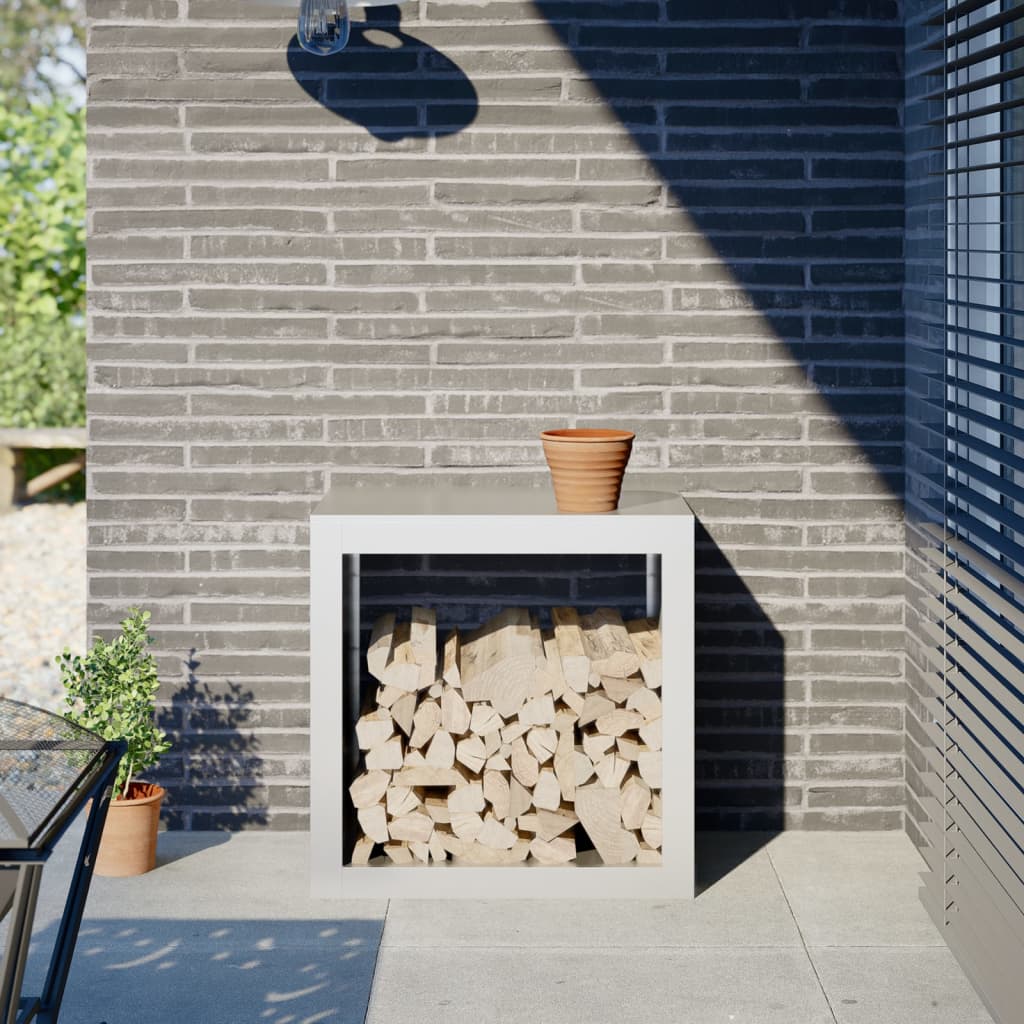 Ράφι Καυσόξυλων Λευκό 60x40x60 εκ. Ατσάλινο