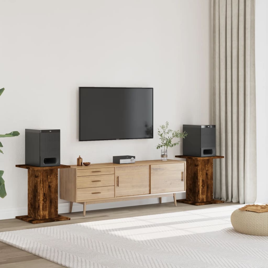 Βάσεις Ηχείων 2Τεμ. Καπνιστή Δρυς 30x30x60εκ Επεξεργασμένο Ξύλο