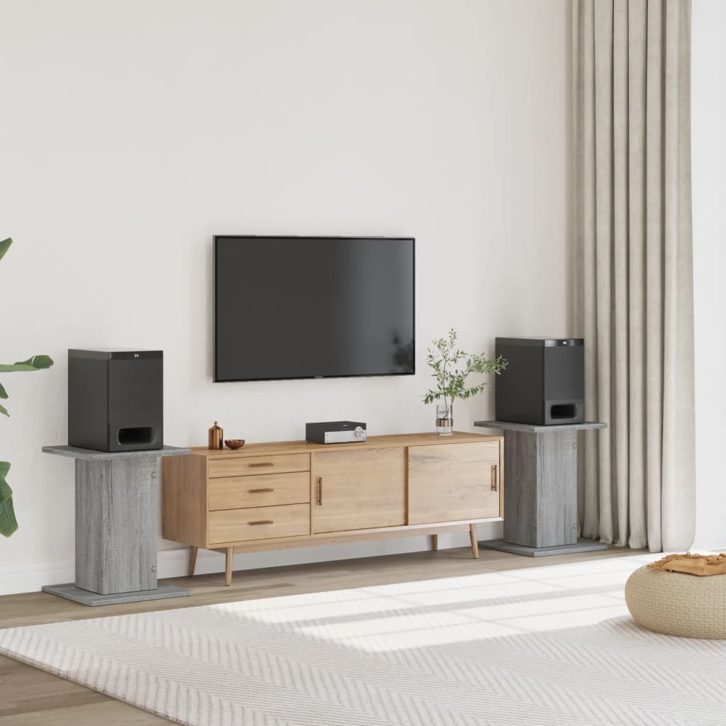 Βάσεις Ηχείων 2 Τεμ. Γκρι Sonoma 30x30x60εκ. Επεξεργασμένο Ξύλο