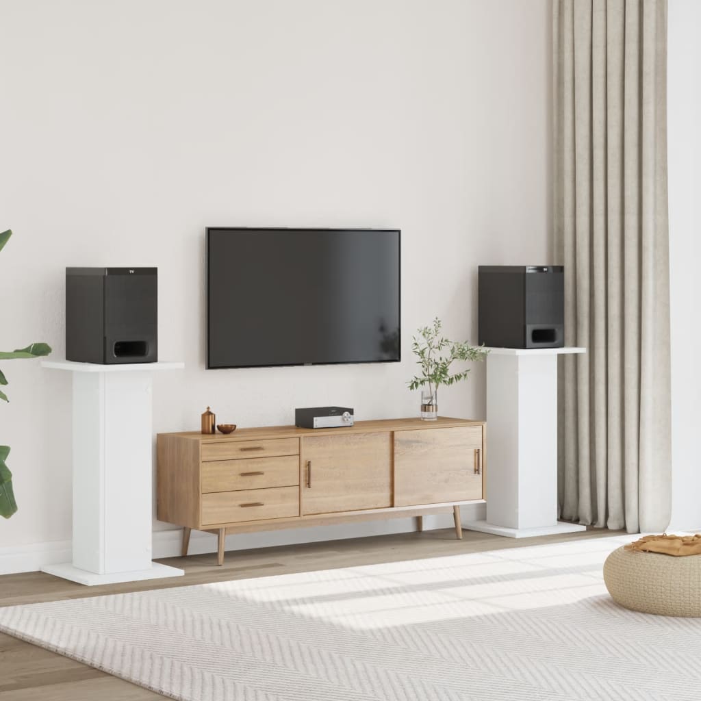 Βάσεις Ηχείων 2 Τεμ. Λευκή 30x30x80 εκ. Επεξ. Ξύλο