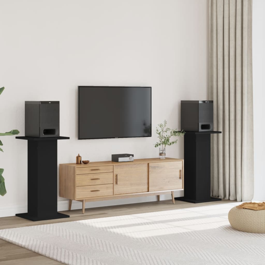 Βάσεις Ηχείων 2 Τεμ. Μαύρες 30x30x95 εκ. Επεξ. Ξύλο