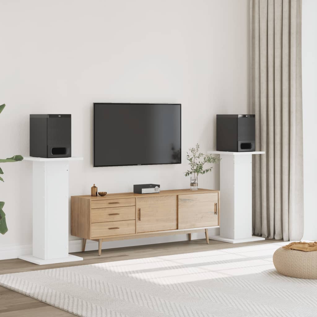 Βάσεις Ηχείων 2 Τεμ. Λευκή 30x30x95 εκ. Επεξ. Ξύλο