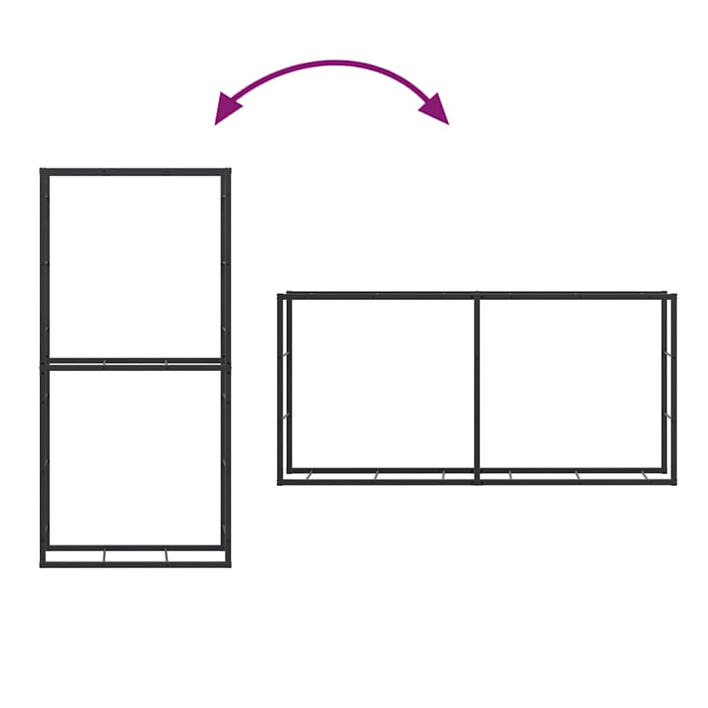 Ράφι για καυσόξυλα Μαύρο 100x30x209 cm Χάλυβας