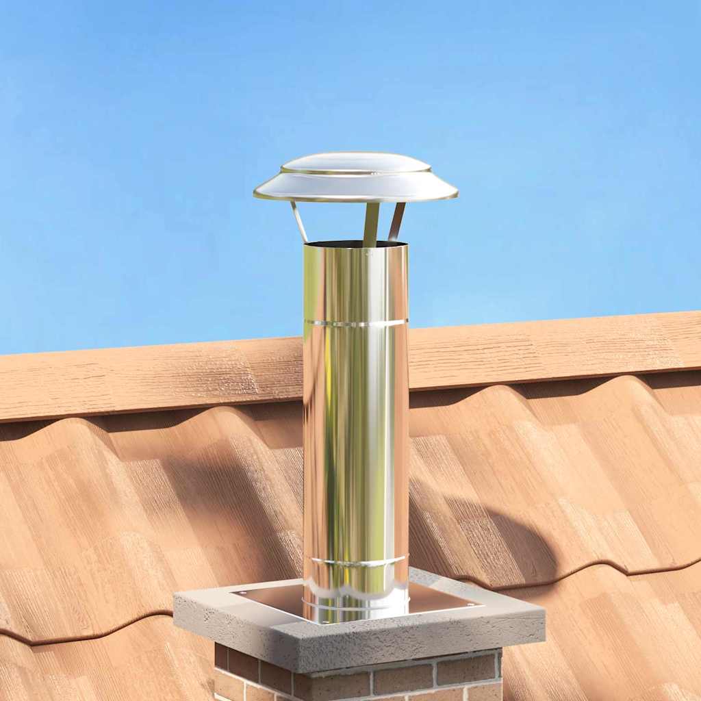 Επέκταση Καμινάδας Ασημί 25 x 25 x 65 εκ Ανοξείδωτο ατσάλι