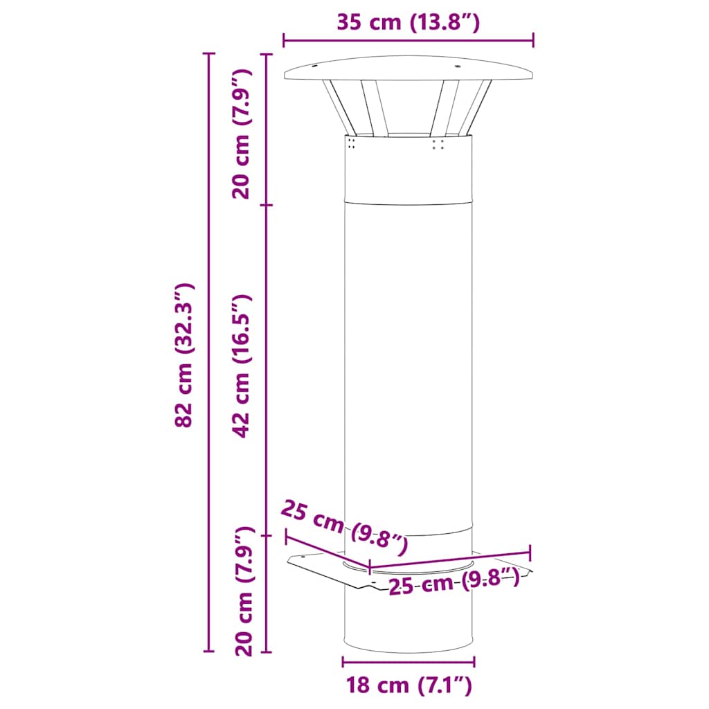 Επέκταση Καμινάδας Ασημί 35 x 35 x 82 εκ. Ανοξείδωτο ατσάλι