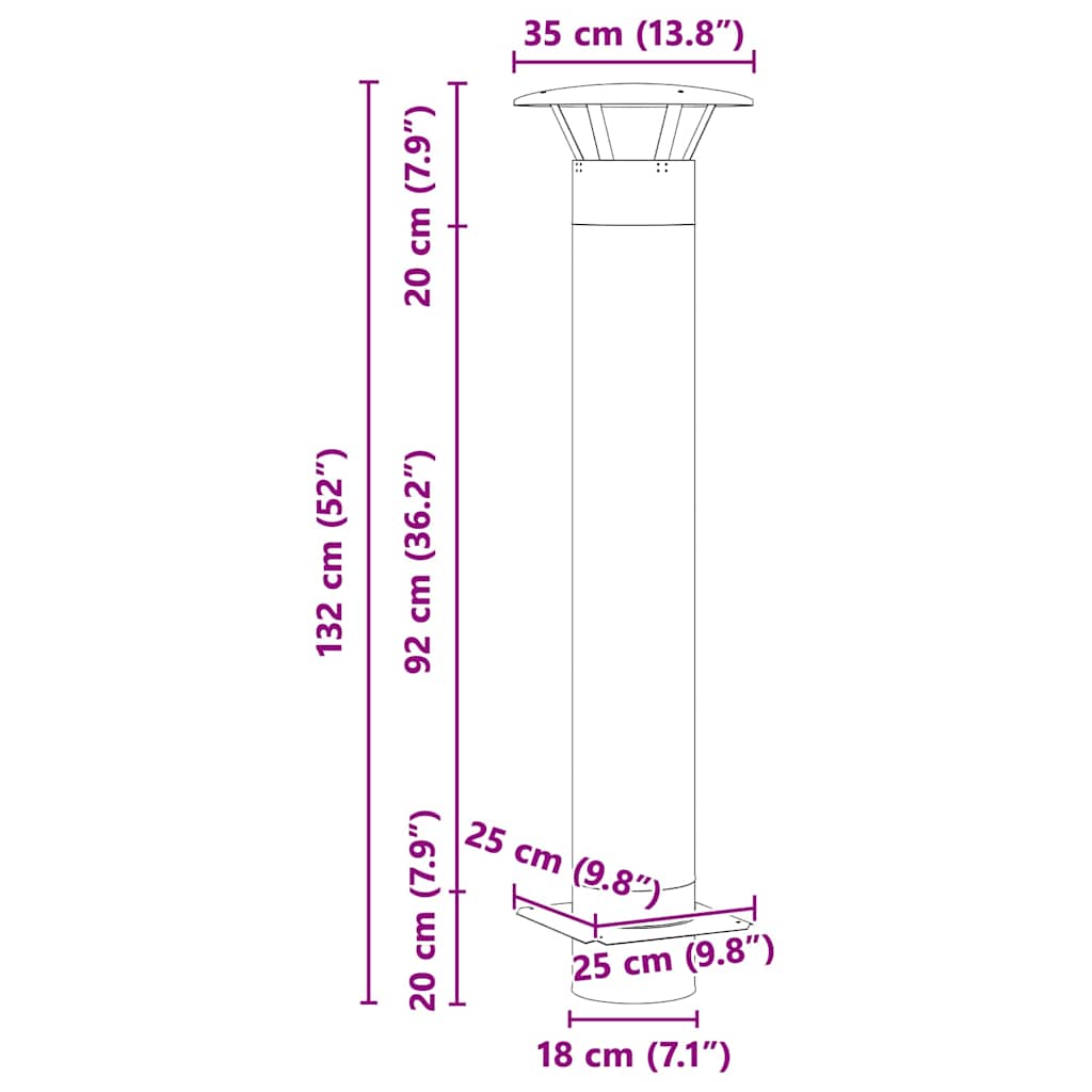 Επέκταση Καμινάδας Ασημί 35 x 35 x 132 εκ Ανοξείδωτο ατσάλι