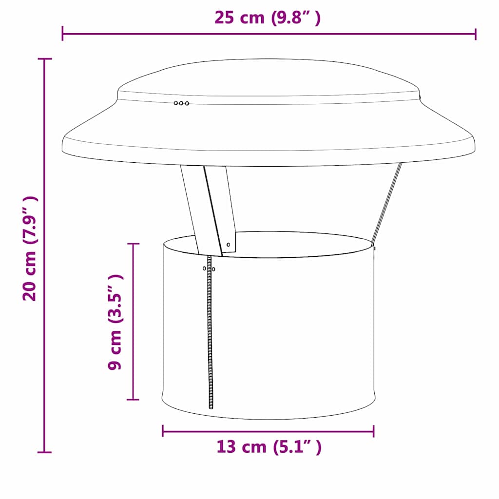 Κάλυμμα Βροχής Καμινάδας Ασημί 25 x 25 x 20 εκ.