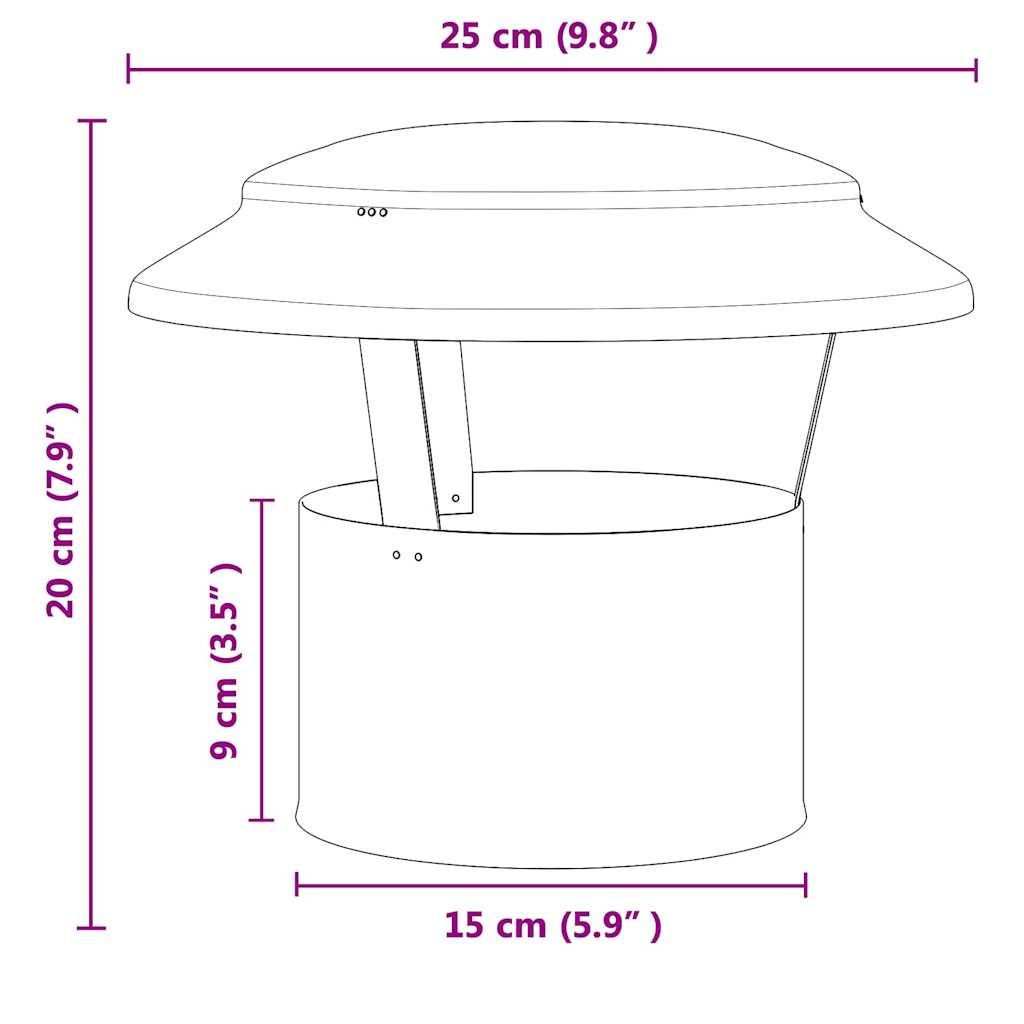 Κάλυμμα Βροχής Καμινάδας Ασημί 25 x 25 x 20 εκ.