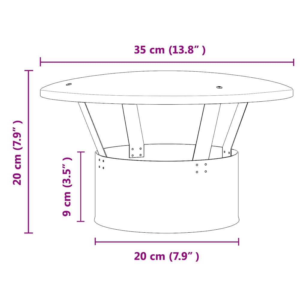 Κάλυμμα Βροχής Καμινάδας Ασημί 35 x 35 x 20 εκ