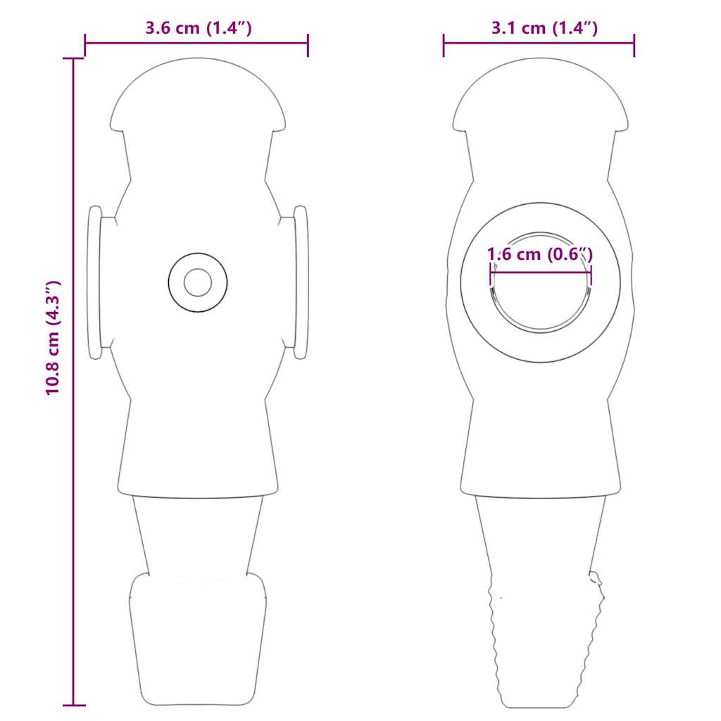 Παίκτες ποδοσφαίρου 24 pcs Μαύρο και Λευκό 3,6 x 3,1 x 10,8 εκ.