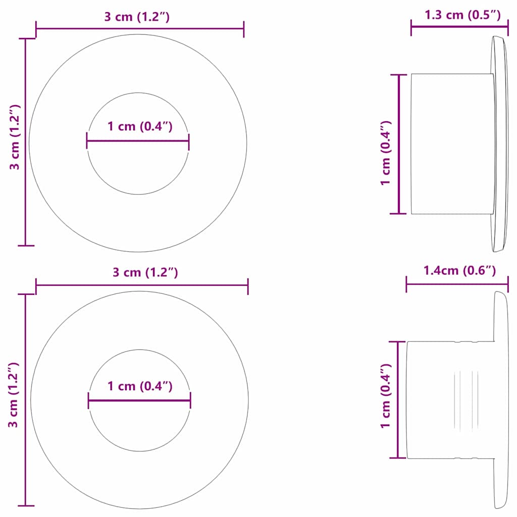 Σταματήματα Φουσκωτού Παιχνιδιού 10 pcs Μαύρο 3 x 3 x 1,4 εκ.