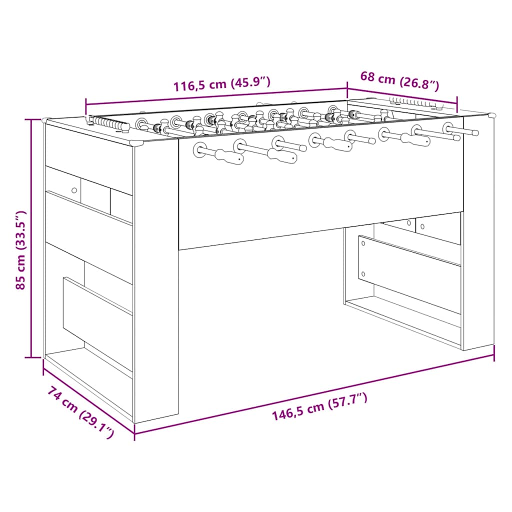 Τραπέζι Φουτμπολ Τεχνίτικη Δρυς 146,5 x 74 x 85 εκ.