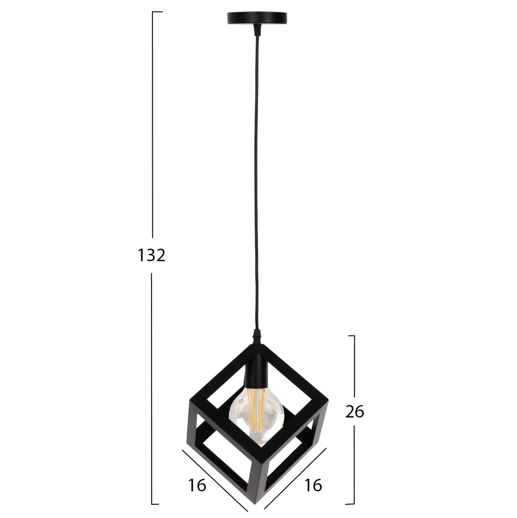 ΦΩΤΙΣΤΙΚΟ ΟΡΟΦΗΣ ΚΡΕΜΑΣΤΟ HM4192 ΜΑΥΡΟΣ ΜΕΤΑΛΛΙΚΟΣ ΚΥΒΟΣ 16x16x132Υεκ.